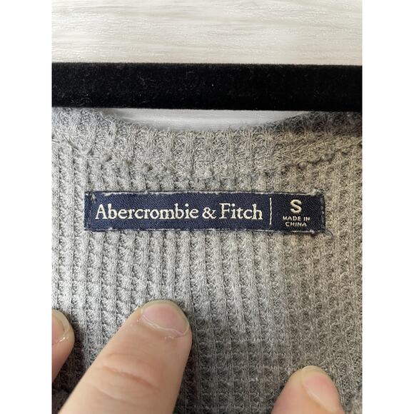 Abercrombie & Fitch Sweater Womens Small Gray Waffle Knit Thermal Long Sleeve - Picture 6 of 9